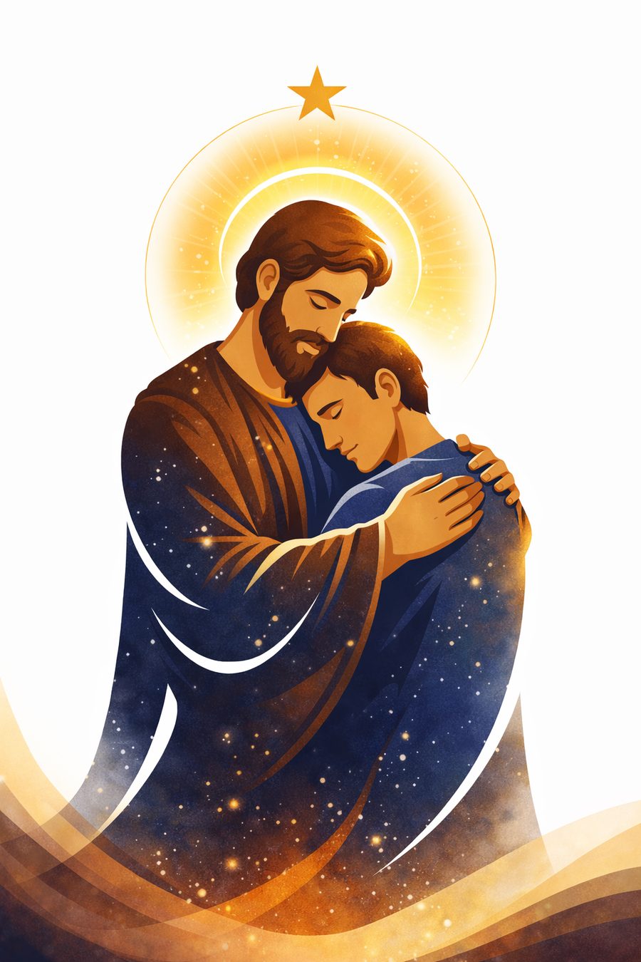 Ilustración pastoral del ministerio Hombres de Alabanza