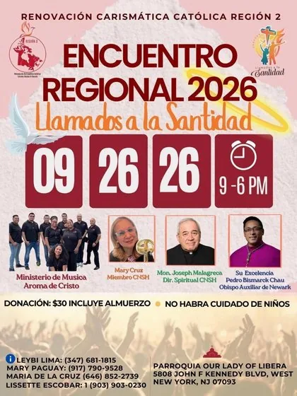 Flyer oficial del Encuentro Regional 2026 — Llamados a la Santidad