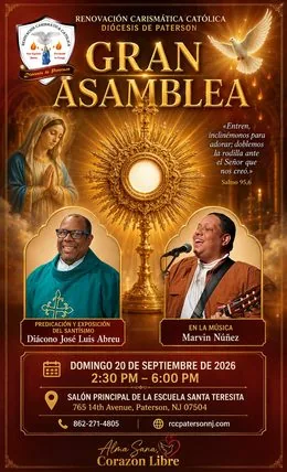Flyer alterno vertical — Gran Asamblea Diocesana Septiembre 2026